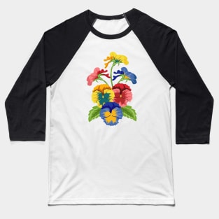 Pansy Floral Design Baseball T-Shirt